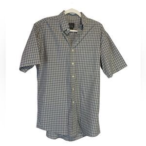 Jos A Banks Checkered Short Sleeve Dress Shirt